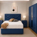 Premium Bedroom Collection – Double Bed, 5 Door Wardrobe with Full Length Mirror, Five Drawer Chest & Matching Bed Side Tables