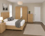 Elegant Bedroom Furniture Bundle - Four Door Mirror Wardrobe With Four Bottom Drawers - Chest of Five Drawers - Double Bed - Image 2