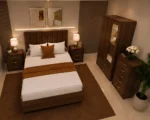 Double Bed Storage Furniture Set - 2 Door Mirror Wardrobe - Five Drawer Chest - Matching Bedside Tables - Image 5