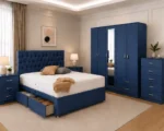 Premium Bedroom Collection – Double Bed, 5 Door Wardrobe with Full Length Mirror, Five Drawer Chest & Matching Bed Side Tables - Image 2