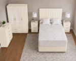 Luxury Master Double Bed Set - three Door Wardrobe With Four Drawer - Chest of Five Drawers With Two Bed Side Table - Image 4