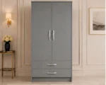Two Door Wardrobe with Bottom Drawers with gray colors wardrobe - Modern wardrobe