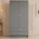 Two Door Wardrobe with Bottom Drawers with gray colors wardrobe - Modern wardrobe