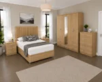 Stylish Bedroom Furniture Collection – Double Bed, Five Door Full Length Mirror Wardrobe & Four Bottom Drawers - Image 2