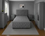 Classic King Size Bed Furniture Set - Two Door Wardrobe With One Mirror - Chest of Five Drawers With Two Bed Side Table