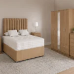 Luxury Home Bedroom Set – Double Bed with Five Door Wardrobe, Full Length Mirror, Four Bottom Drawers, Chest of Drawers & Two Bed Side Tables
