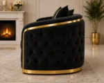 Madrid Black Velvet Armchair – Luxury Chesterfield Accent Chair with Gold Accents | UK - Image 3