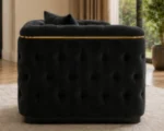 Madrid Black Armchair – Luxury Chesterfield Accent Chair with Gold Accents | UK - Image 3