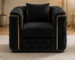 Madrid Black Armchair – Luxury Chesterfield Accent Chair with Gold Accents | UK - Image 2