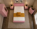 Modern King Size Bedroom Suite - 2 Door Mirror Wardrobe With Bottom Drawer - Chest of Five Drawers - Two Bedside Tables - Image 3