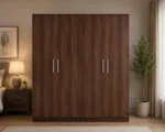 Modern 4 Door Wooden Wardrobe – Large Bedroom Storage Cabinet