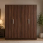 Modern 4 Door Wooden Wardrobe – Large Bedroom Storage Cabinet