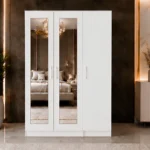 White 3 Door Mirrored Wardrobe