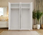 Modern White 4 Door Wardrobe – Spacious Bedroom Storage Cabinet - Image 4