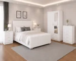 King Size Bed Bedroom Furniture Collection - Two Door Wardrobe With One Mirror - Chest of Five Drawers With Two Bed Side Table - Image 2
