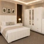 King Bed Furniture Set - Six Door Wardrobe With Four Drawer - Chest of Five Drawers With Two Bed Side Table