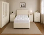 Complete Cream King Size Bedroom Suite - 3 Door Wardrobe With Four Drawer - Chest of Five Drawers With Two Bed Side Table - Image 4