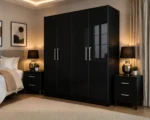 Black High Gloss 4 Door Wardrobe – Luxury Modern Bedroom Storage Cabinet - Image 2