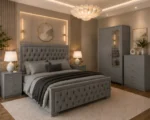 Complete King Size Bed Furniture Package - Two Door Wardrobe With One Mirror - Chest of Five Drawers With Two Bed Side Table - Image 2