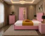 Modern King Size Bedroom Suite - 2 Door Mirror Wardrobe With Bottom Drawer - Chest of Five Drawers - Two Bedside Tables - Image 4