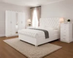 Premium Home Bedroom Collection – Double Bed, 5 Door Wardrobe with Full Length Mirror & Chest of Five Drawers - Image 5