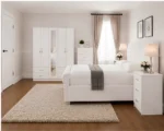 Premium Home Bedroom Collection – Double Bed, 5 Door Wardrobe with Full Length Mirror & Chest of Five Drawers - Image 2