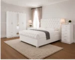 Premium Home Bedroom Collection – Double Bed, 5 Door Wardrobe with Full Length Mirror & Chest of Five Drawers - Image 4