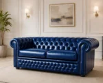 Chesterfield 3 Seater Sofa for Small Living Spaces - Modern Chesterfield Leather Sofa - 3 Seater Sofa - Image 2