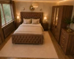 King Size Elegant Home Furniture Set with Four Door Wardrobe With Four Drawer - Chest of Five Drawers With Two Bed Side Table - Image 2