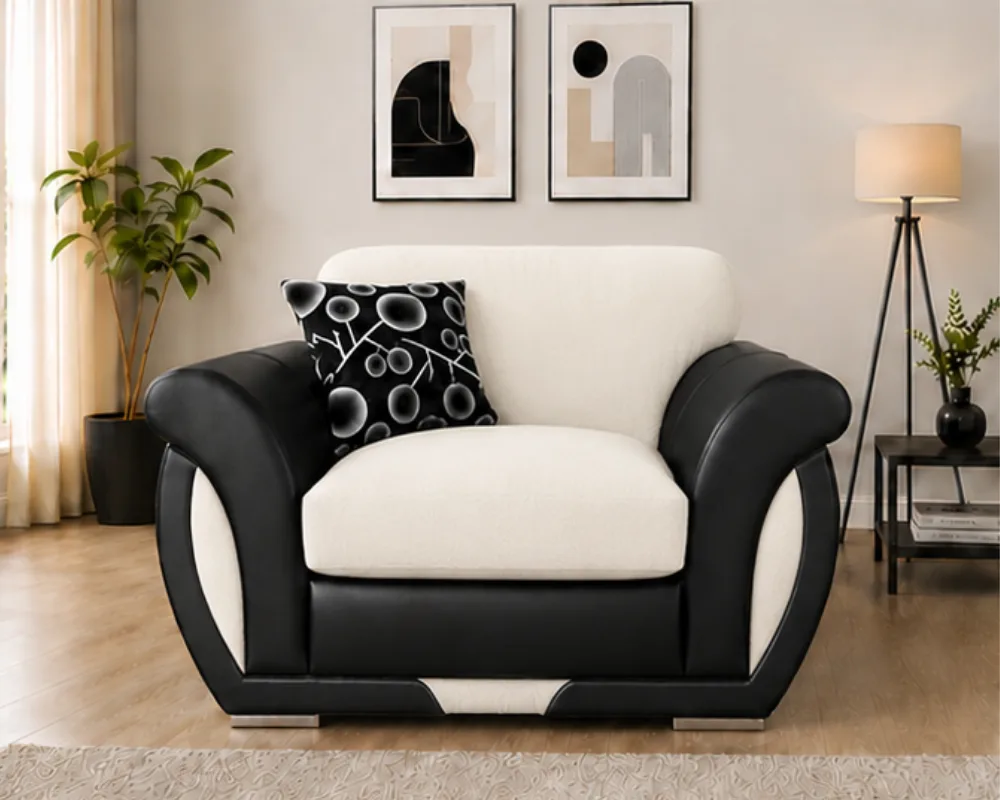Shannon Accent Sofa Chair – Contemporary Home Furniture Off White 1 Seater Shannon Sofa – Elegant Living Room Furniture - Stylish Shannon Accent Chair - Image 1