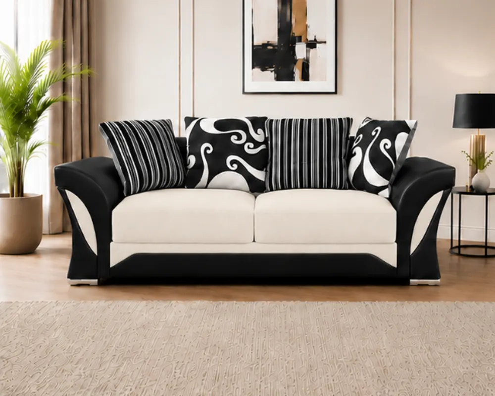 Shannon Comfortable 3 Seater Fabric Lounge Sofa Off White Shannon 3 Seater Sofa – Premium Luxury Living Room Sofa - Image 1