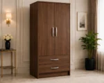 Premium 2 Door Wardrobe with Hanging Rail with walnut colors wardrobe -new - Image 3
