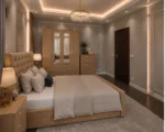 Designer Bedroom Furniture Set – Four Door Mirrored Wardrobe with Four Bottom Drawers, Double Bed & Five Drawer Chest - Image 2