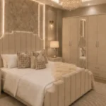 Elegant master Bed Furniture Set - Six Door Wardrobe With Four Drawer - Chest of Five Drawers With Two Bed Side Table