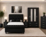 Modern Bedroom Collection with four Door Wardrobe With Four Drawer - Chest of Five Drawers With Two Bed Side Table - Image 5