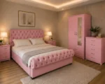 Classic Bedroom Furniture Set - King Size Bed - Two Door Mirror Wardrobe With Bottom Drawer - Chest of Five Drawers - Two Bedside Tables - Image 2