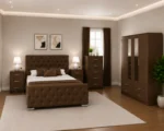 Complete Double Bed Furniture Package With Four Door Wardrobe With Two Mirror - Chest of Five Drawers With Two Bed Side Table - Image 5