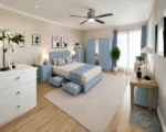 Luxury Bedroom Furniture Package - Four Door Wardrobe With Two Full Length Mirrors And Four Bottom Drawers - Chest of Five Drawers - Bedside Table Pair