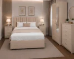 Complete Beige Bedroom Furniture Collection - Bed, Wardrobe, Chest of Drawers  & Side Tables - Image 5