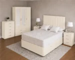 Luxury Master Double Bed Set - three Door Wardrobe With Four Drawer - Chest of Five Drawers With Two Bed Side Table