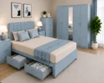 Luxury  Master Bedroom Furniture Set – Double Bed, Five Door Wardrobe with Four Bottom Drawers & Matching Furniture - Image 2