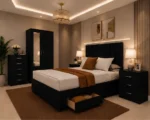 Premium Double Bedroom Collection - Two Door Mirror Wardrobe With Bottom Drawer - Chest of Five Drawers - Two Bedside Tables - Image 3