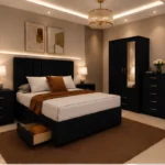 Premium Double Bedroom Collection - Two Door Mirror Wardrobe With Bottom Drawer - Chest of Five Drawers - Two Bedside Tables