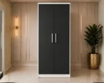 Modern Black 2 Door Wardrobe -  Contemporary Bedroom Storage Cabinet