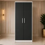 Modern Black 2 Door Wardrobe -  Contemporary Bedroom Storage Cabinet