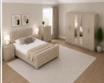 Premium Double Bed Furniture Set - 6 Door Wardrobe with 4 Drawers, Chest of 5 Drawers & 2 Bedside Tables - Image 3