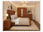 Complete Double Bed Furniture Package With Five Door Wardrobe With One Long Mirror - Chest of Five Drawers With Two Bed Side Table - Image 3