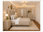 Premium Double Bed Bedroom Set With Five Door Wardrobe With One Long Mirror - Chest of Five Drawers With Two Bed Side Table - Image 2