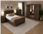 Elegant Double Bed Furniture Set - Six Door Wardrobe With Four Drawers - Chest of Five Drawers With Two Bedside Tables - Image 2