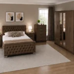 Elegant Double Bed Furniture Set - Six Door Wardrobe With Four Drawers - Chest of Five Drawers With Two Bedside Tables